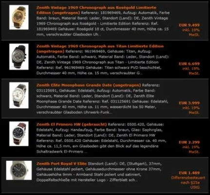 Bild: Zenith Uhren in großer Auswahl: Mit den Uhrenkalibern 135 über El Primero bis zu Elite