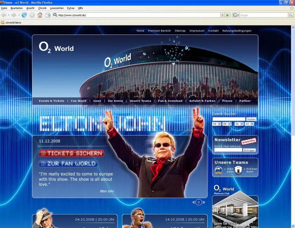 www.o2world.de - Die offizielle Internetseite der Multifunktionsarena in Berlin.