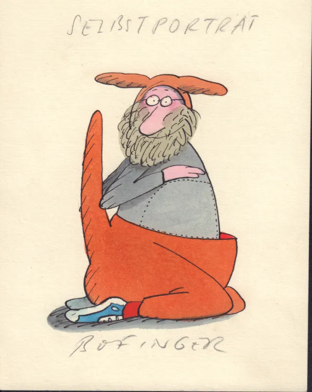 Selbstporträt - Karikatur von Manfred Bofinger - 1970er Jahre (© Stiftung Museen für Humor und Satire)