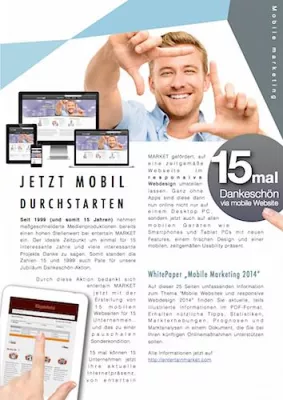 Bild: Zum Jubiläum 15 mobile Website Gutscheine für 15 flexible Smartphone, Tablet und Desktop PC Webseiten