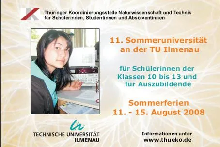 11. Sommeruniversität für Schülerinnen an der TU Ilmenau Bild: 11. Sommeruniversität für Schülerinnen an der TU Ilmenau