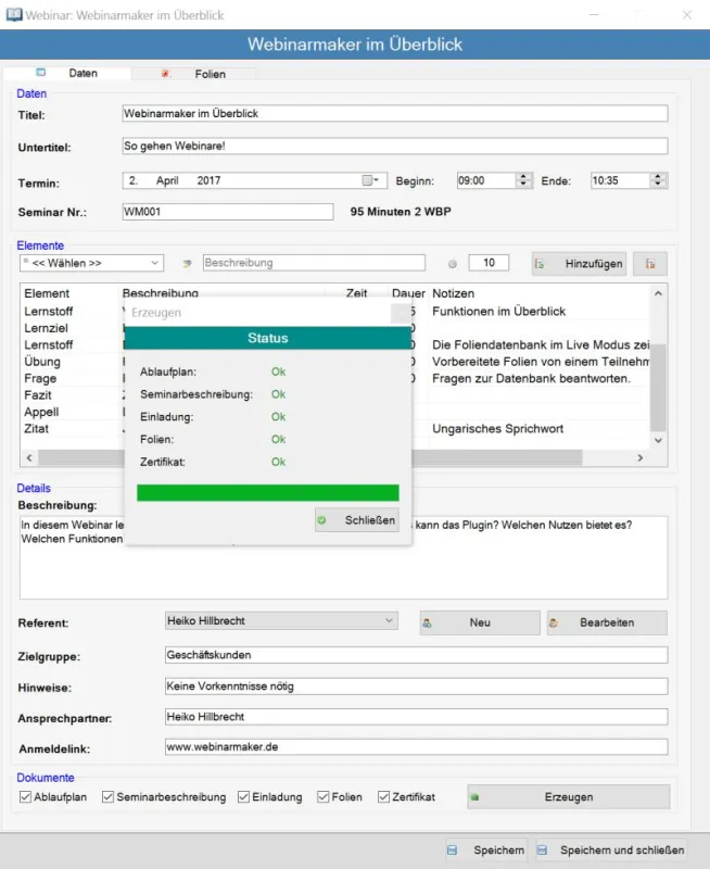 Webinarmaker in der Anwendung