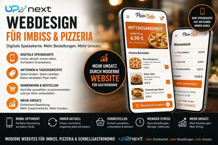 Digitale Speisekarten statt veralteter Flyer: up2next.de entwickelt moderne Websites für Imbiss und Pizzeria Bild: Digitale Speisekarten statt veralteter Flyer: up2next.de entwickelt moderne Websites für Imbiss und Pizzeria