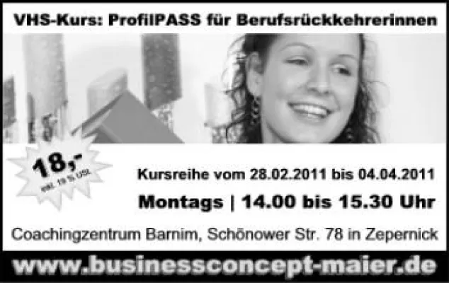 Bild: ProfilPASS-Kurs für den Wiedereinstieg ab 28. Februar 2011 im Coachingzentrum Barnim