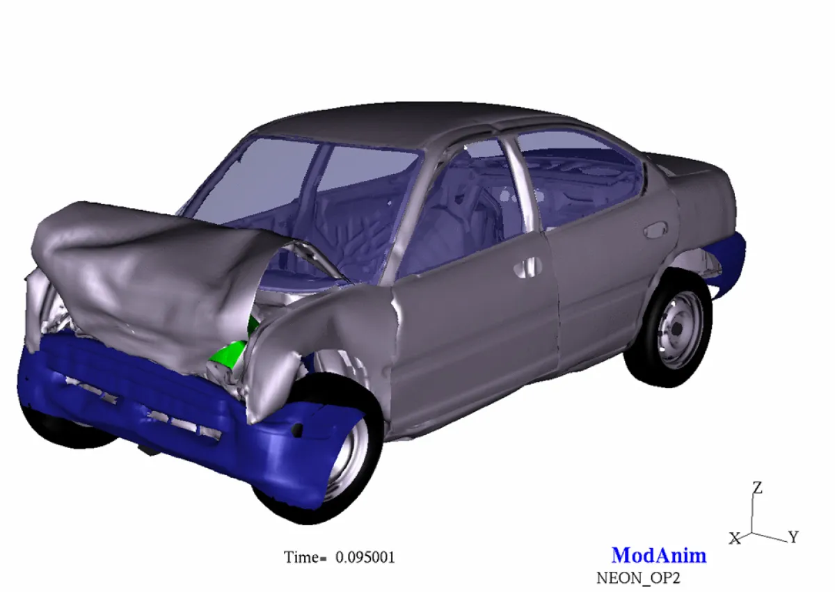 Simulation des Bruchverhaltens von Bauteilen in der Automobilindustrie: Radioss Version 5 von Mecalog Group