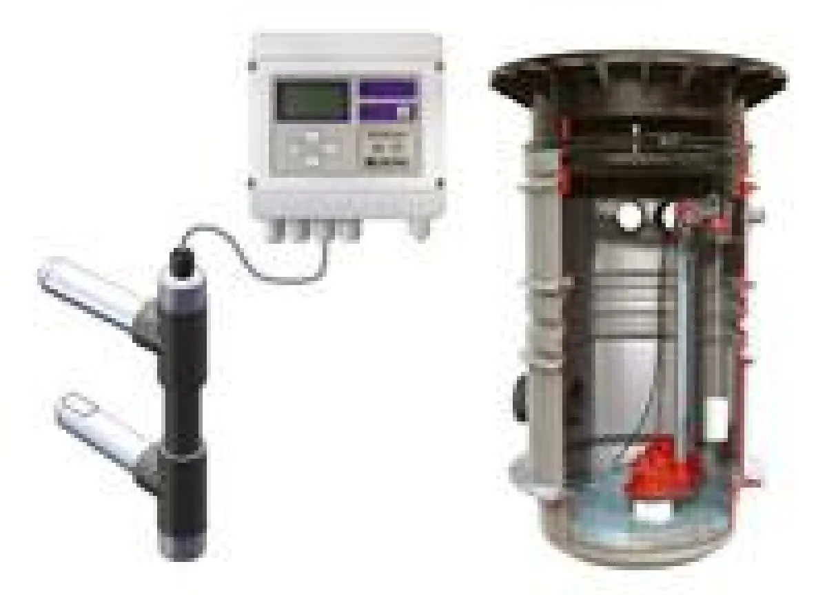 Neuheiten von KESSEL auf der SHK in Essen und der IFH/Intherm in Nürnberg: Das Schichtdickenmessgerät SonicControl für Fettabscheider und eine Pumpstation aus Kunst-stoff im Schachtsystem LW 600.