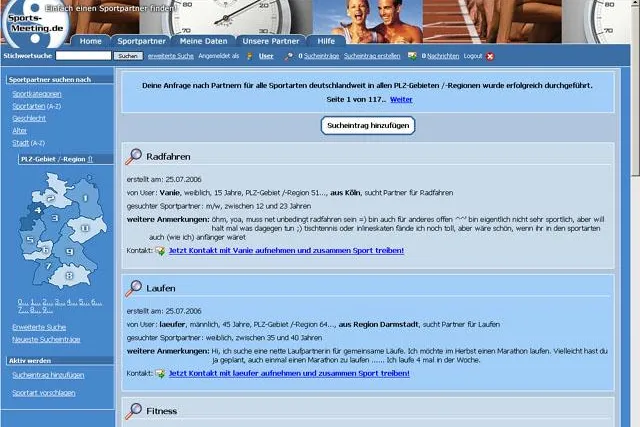 Bild: Deutschlandweite Sportpartner-Suche im Internet