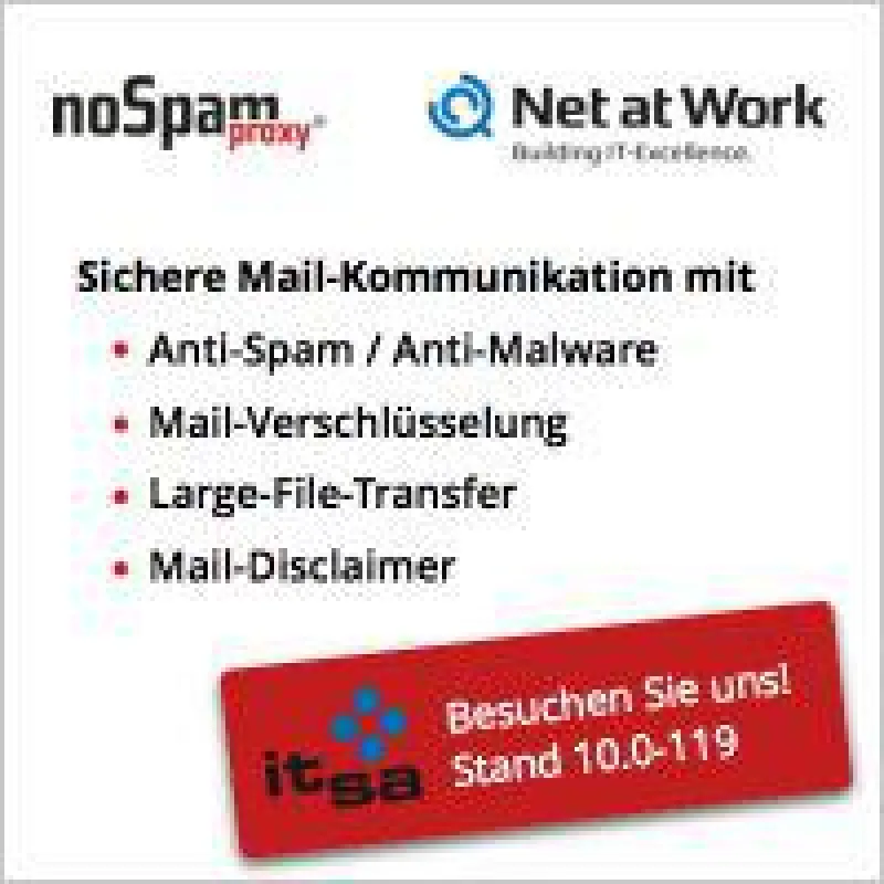 Net at Work mit NoSpamProxy Version 12.1 auf der it-sa