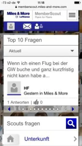 Web-App für Vielflieger-Community von Miles & More Bild: Web-App für Vielflieger-Community von Miles & More