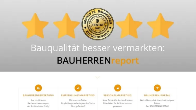 Bild: Empfohlene Bauunternehmen mit ausführlichem Qualitäts-Reporting für Bauinteressenten