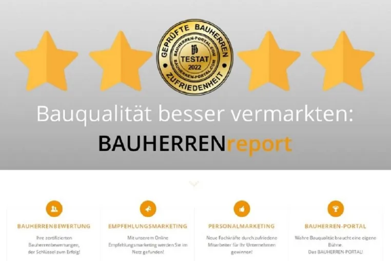 Bild: Empfohlene Bauunternehmen mit ausführlichem Qualitäts-Reporting für Bauinteressenten