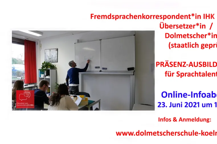 Bild: Ausbildung statt Studium als Sprachtalent? Infoabend Übersetzer- u. Dolmetscherschule Köln am 23.6.   