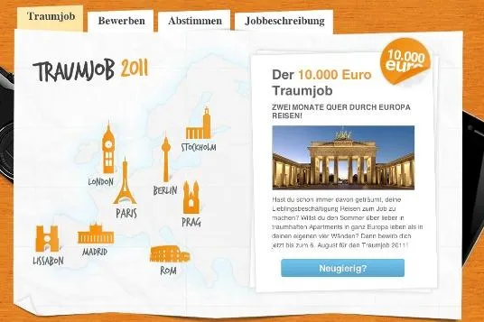 Wimdu vergibt den Traumjob des Sommers: "Reisereporter" reist quer durch Europa und testet 44 Betten Bild: Wimdu vergibt den Traumjob des Sommers: "Reisereporter" reist quer durch Europa und testet 44 Betten