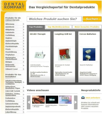 Bild: dentalkompakt-online.de: Das große Vergleichsportal für Dentalprodukte grundlegend überarbeitet