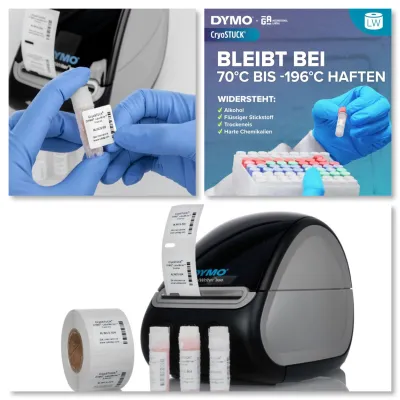 Bild: CryoStuck Etiketten für DYMO LabelWriter: Zuverlässige Kennzeichnung bis -196 °C