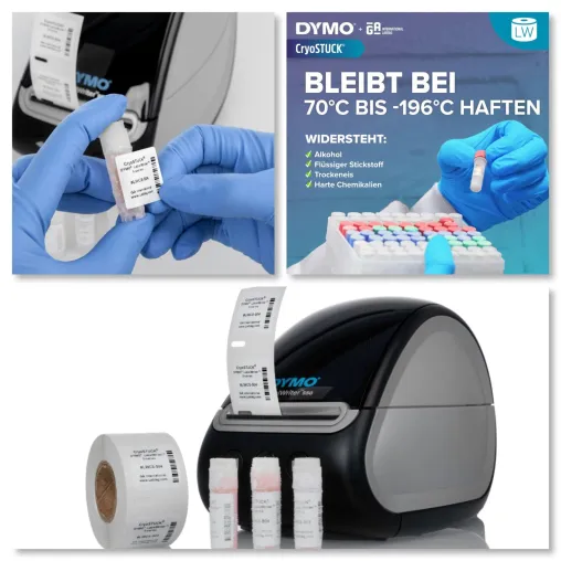 Bild: CryoStuck Etiketten für DYMO LabelWriter: Zuverlässige Kennzeichnung bis -196 °C