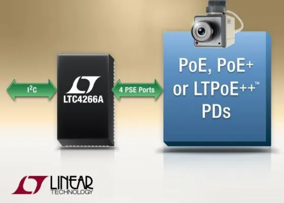 Linear Technology | LTC4266A und LTC4274A: Vier- und Einkanal-LTPoE++PSE-Controller liefern bis zu 90W Bild: Linear Technology | LTC4266A und LTC4274A: Vier- und Einkanal-LTPoE++PSE-Controller liefern bis zu 90W
