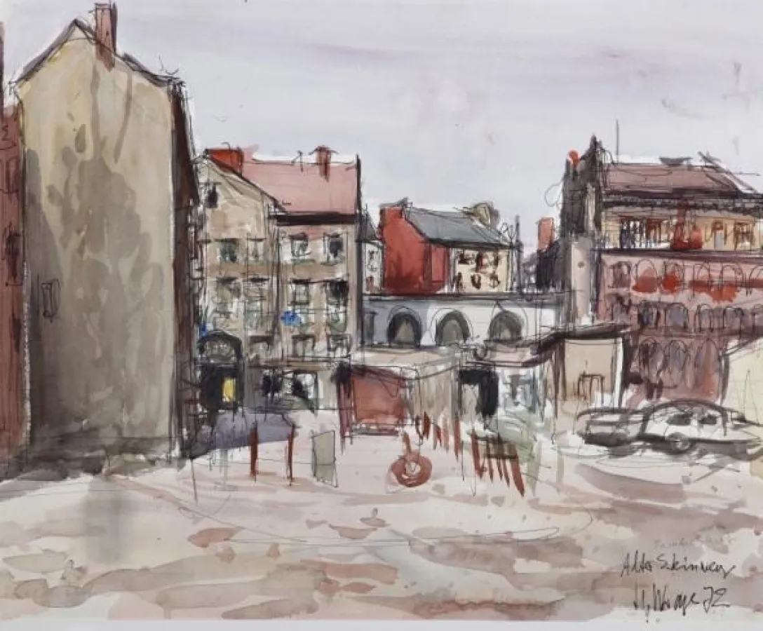 Hans Wrage: Paradieshof in der Hamburger Neustadt, Aquarell 1972 (Foto: Andreas Bock)