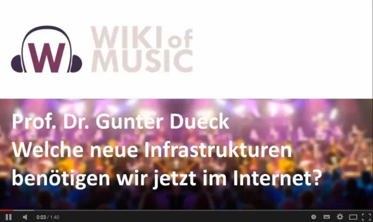 Bild: Gunter Dueck im Wiki of Music YouTube Kanal zu neuen Infrastrukturen im Internet