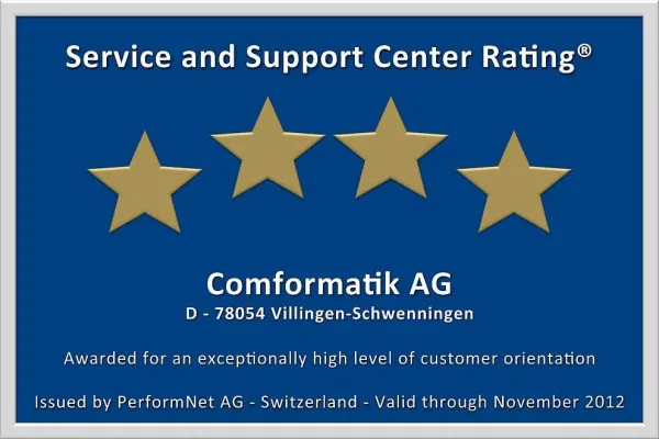 Bild: Kundenunterstützung vom Feinsten – Comformatik AG mit 4 Sternen ausgezeichnet