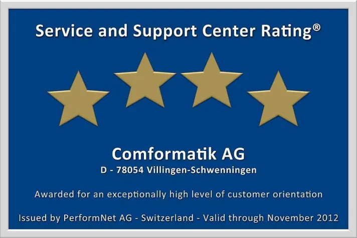 Bild: Kundenunterstützung vom Feinsten – Comformatik AG mit 4 Sternen ausgezeichnet