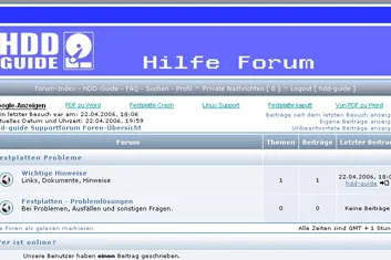 Bild: Informationen und Support bei Festplattenproblemen