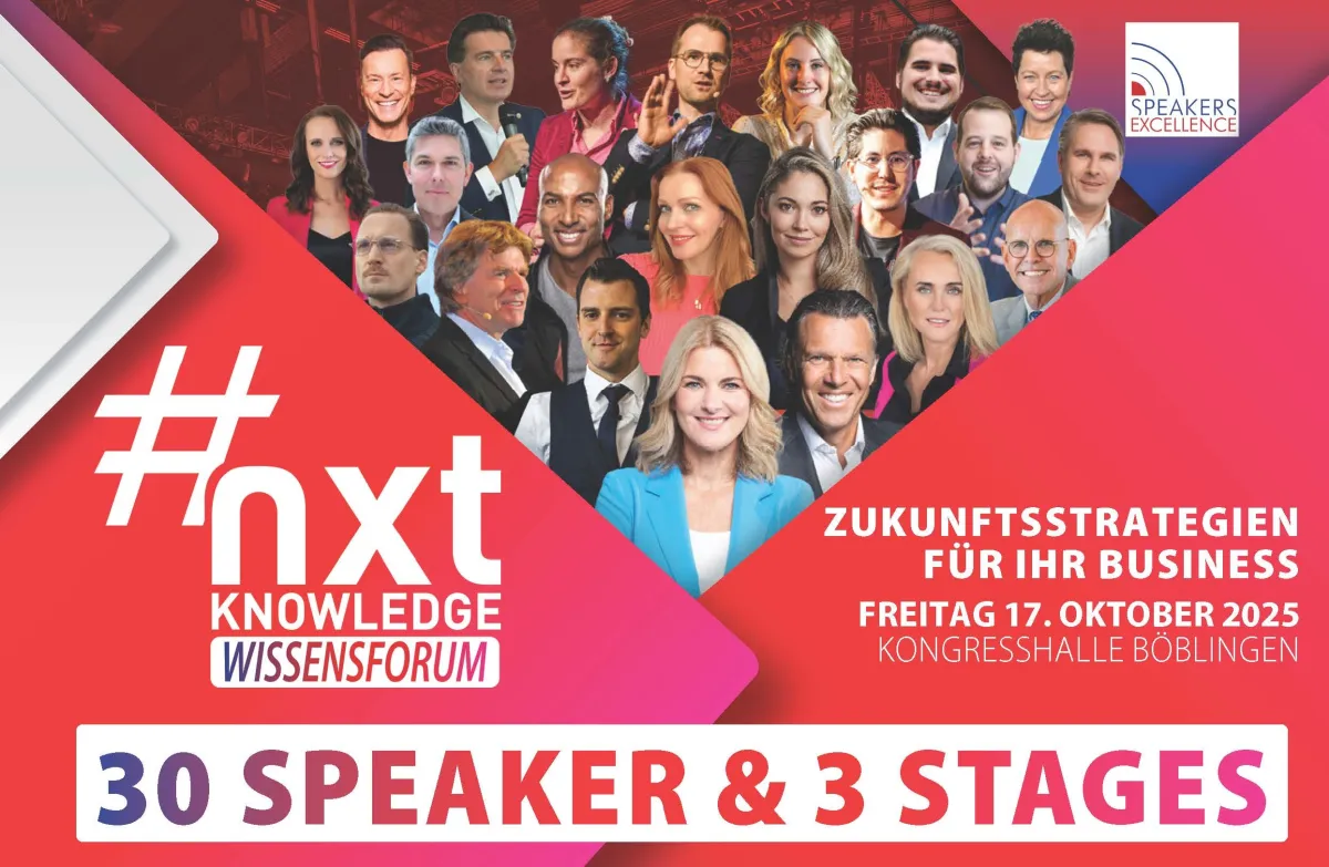Neues Wissensforum bringt über 30 Top-Speaker auf drei Bühnen in die Kongresshalle Böblingen (© Speakers Excellence)
