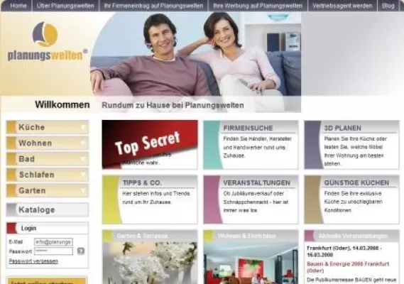 Wohnportal planungswelten.de direkt in neuer Einrichtungssoftware verlinkt Bild: Wohnportal planungswelten.de direkt in neuer Einrichtungssoftware verlinkt