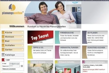 Bild: Wohnportal planungswelten.de direkt in neuer Einrichtungssoftware verlinkt