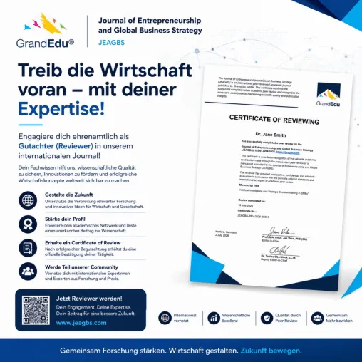 Bild: GrandEdu ruft Expertinnen und Experten zur ehrenamtlichen Reviewer-Tätigkeit für das JEAGBS auf