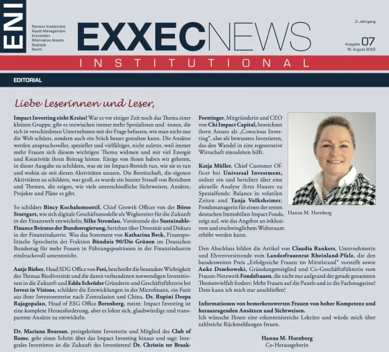 Bild: EXXECNEWS INSTITUTIONAL 07/2023: Bessere ESG-Performance durch Frauen in Führungspositionen