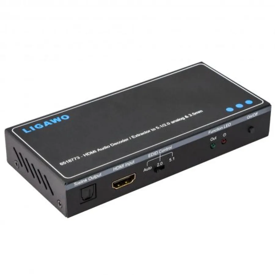 Ligawo ® 6518773 HDMI zu HDMI + 5.1 DAC Cinch Decoder + Toslink + EDID
