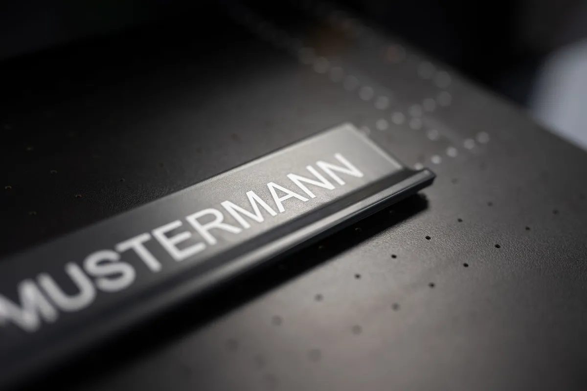 So kann eine digital beschriftete Einwurfklappe aussehen.