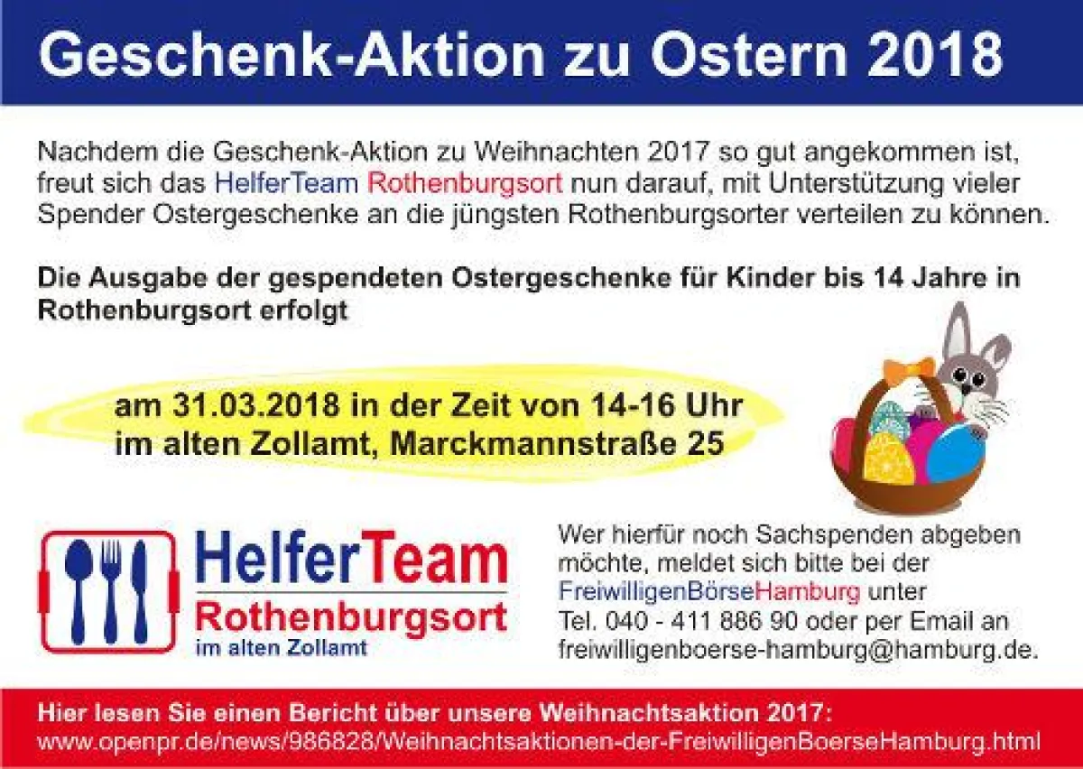 Geschenkaktion der FreiwilligenBörseHamburg zu Ostern