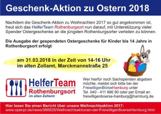 Bild: Geschenkaktion der FreiwilligenBörseHamburg zu Ostern