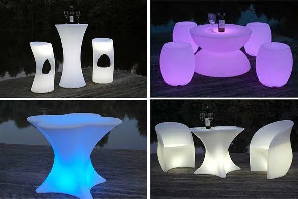 Bild: Es werde Licht: Leuchtende Tische und Stühle mit Farbwechsel
