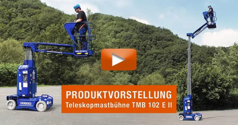 Bild: Beyer Mietservice informiert: Superkompakte Arbeitsbühne für Montage von Regalsystemen