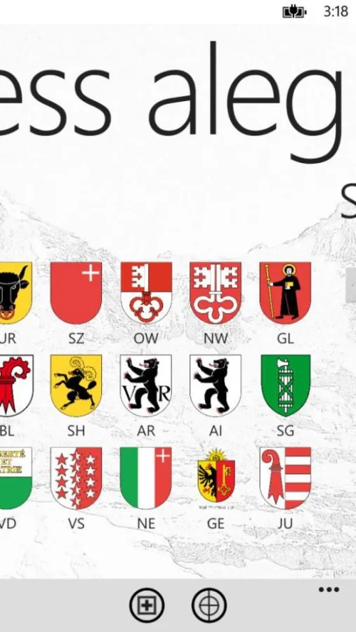 Kantonsfahne-Auswahl der Swissness-App, Ausschnitt