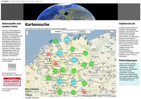Bild: Einfache Schweinegrippe-Impfarzt-Suche im Internet