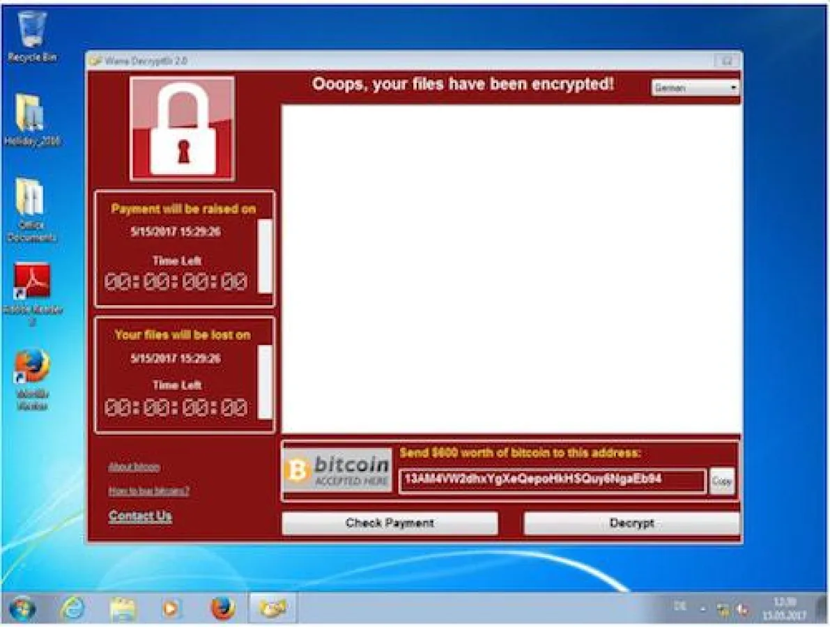 Warning Screen WannaCry