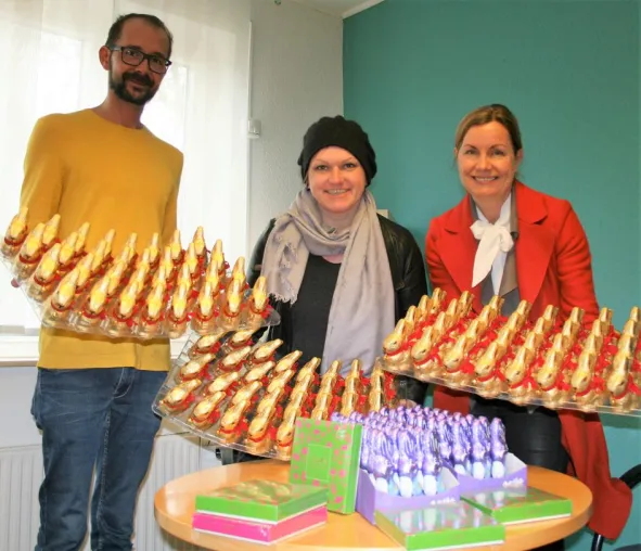 Bild: Am Ostersamstag gibt's für die Essener Kids Schokoladenhasen