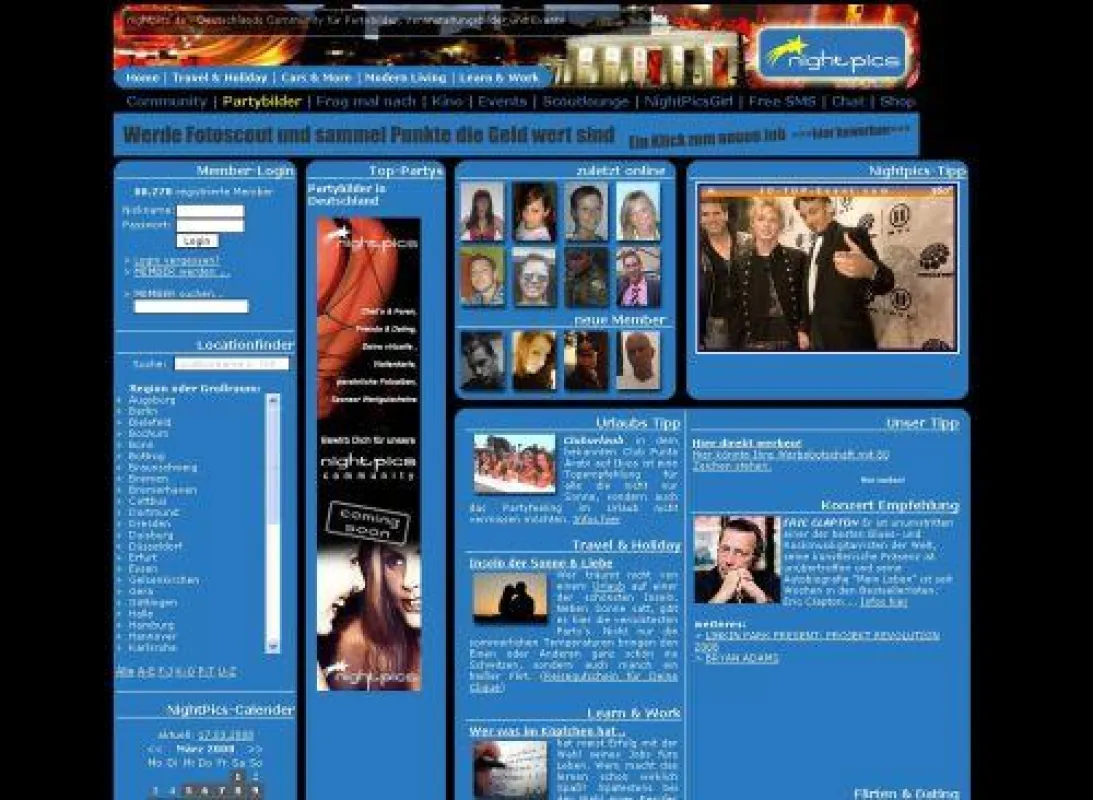 Screenshot der Seite www.nightpics.de