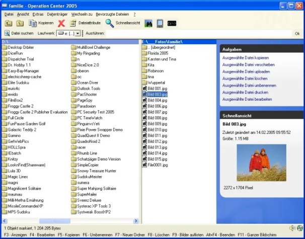 Bild: Operation Center 2005 7.7: Dateimanagement erster Klasse