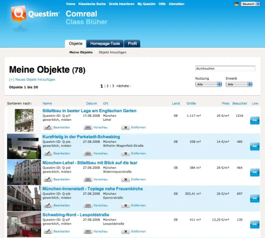 Immobilien mit Questim auf der eigenen Homepage veröffentlichen Bild: Immobilien mit Questim auf der eigenen Homepage veröffentlichen