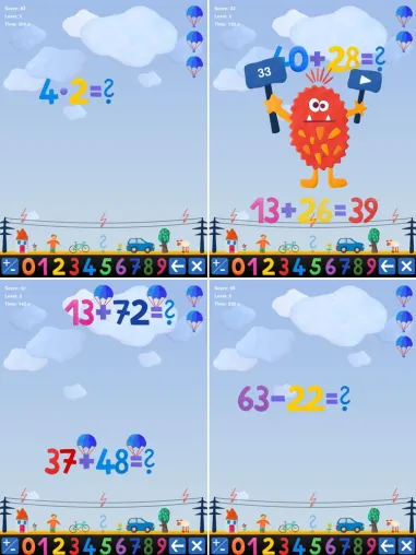 Bild: Mathe mit Fallschirm – Kopfrechnen mal anders - iPad App für Kinder, Schüler, Jugendliche und Eltern