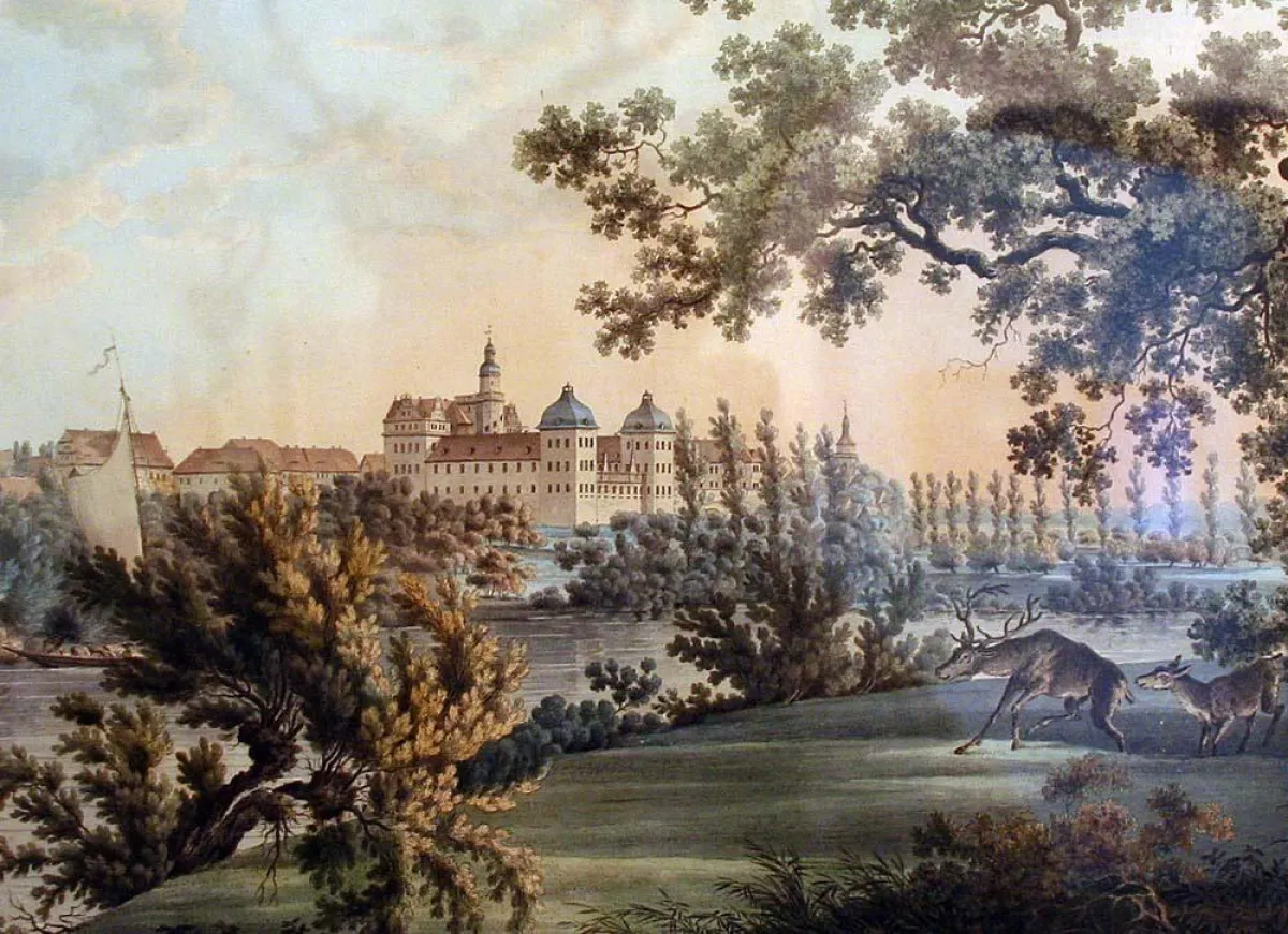 Ansicht der Stadt Coswig (Anhalt) um 1820