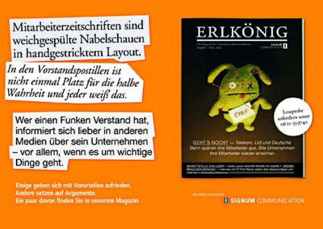 Erlkönig - die preisgekrönte Eigenwerbung von SIGNUM.