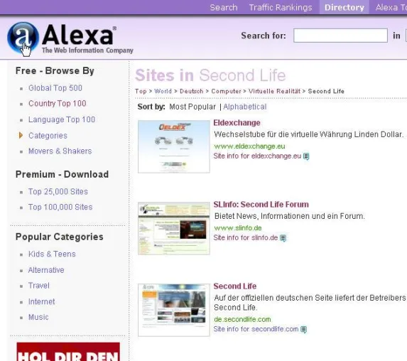 Bild: ELDEXchange.eu ist meistbesuchte deutsche Seite zu Second Life