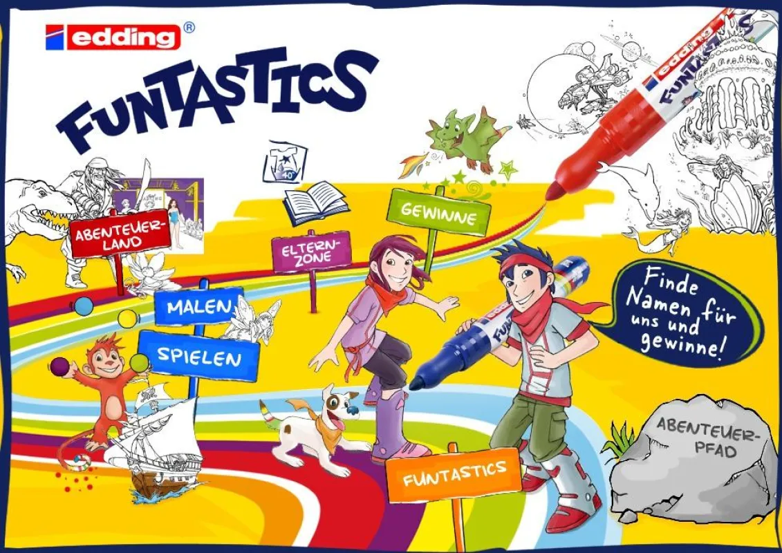 Unter www.edding-funtastics.com können Jungen und Mädchen ab 6 Jahren eine fantastische Welt erleben.