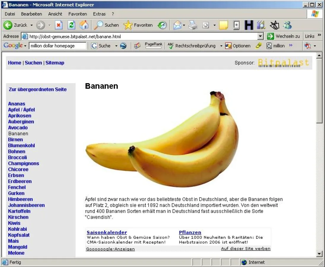 Nicht alles Banane - Website informiert über Obst und Gemüse